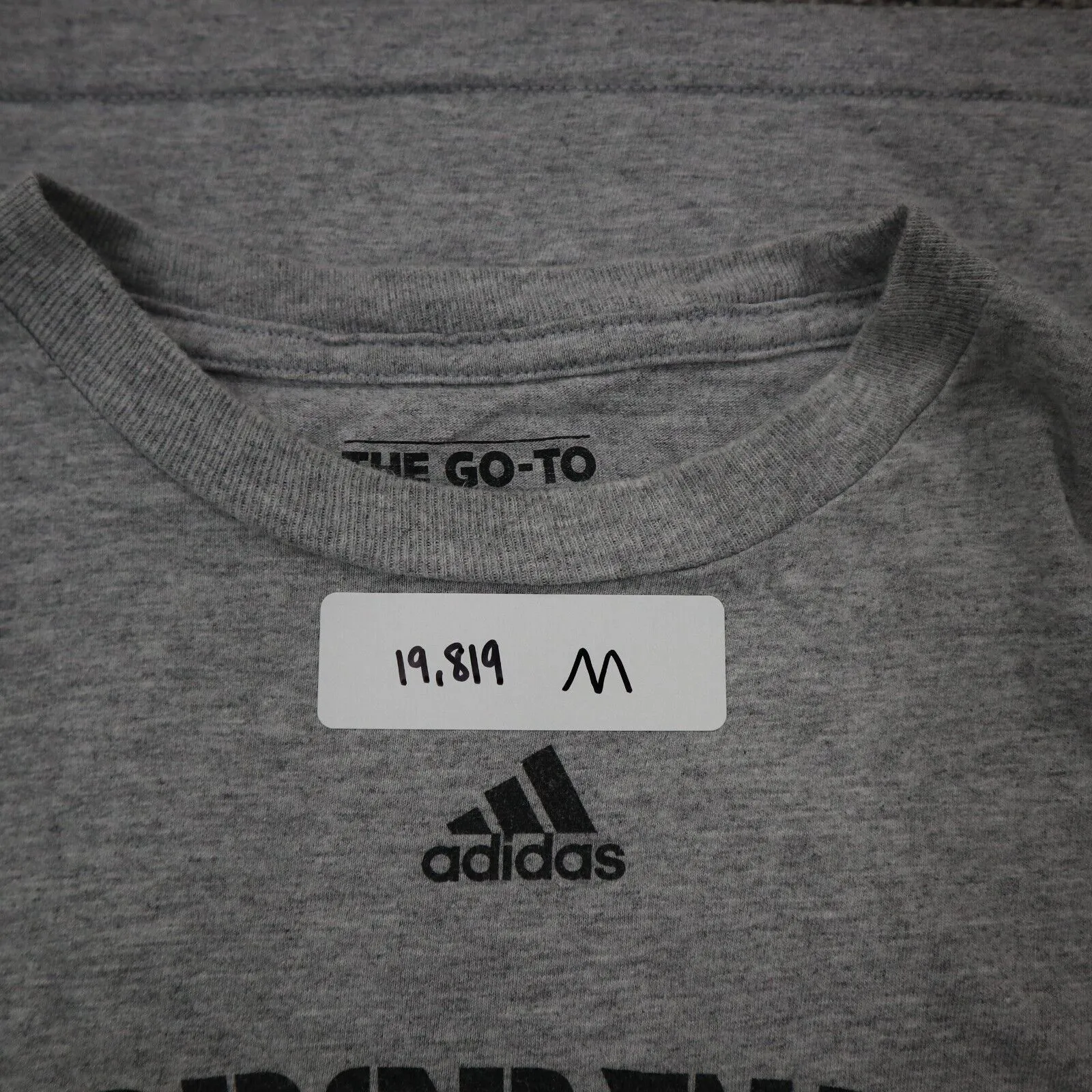 Adidas Mens Pullover Graphic T Shirt Short Sleeves Crew Neck Gray Size Medium