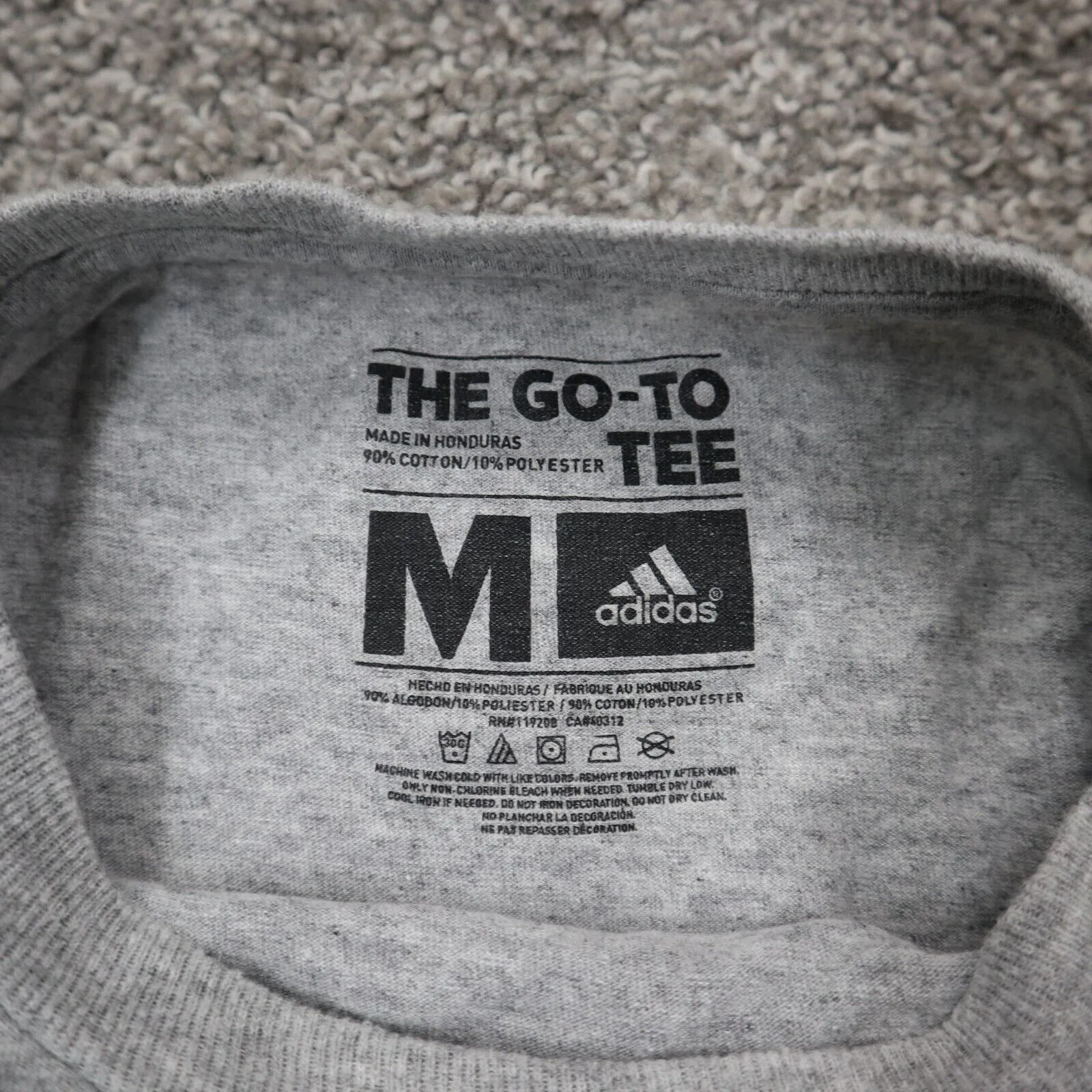 Adidas Mens Pullover Graphic T Shirt Short Sleeves Crew Neck Gray Size Medium