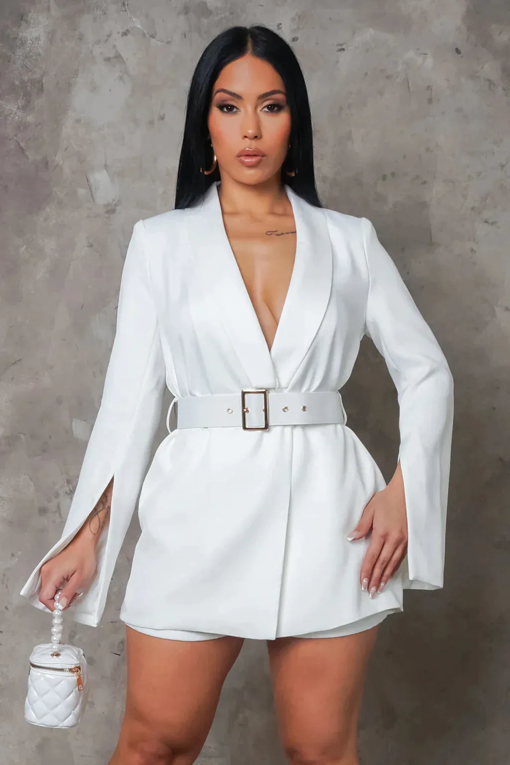 Aliyah Blazer Romper White