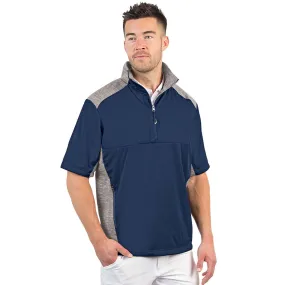 Antigua Men's Navy/Light Grey Heather Barrier Quarter Zip