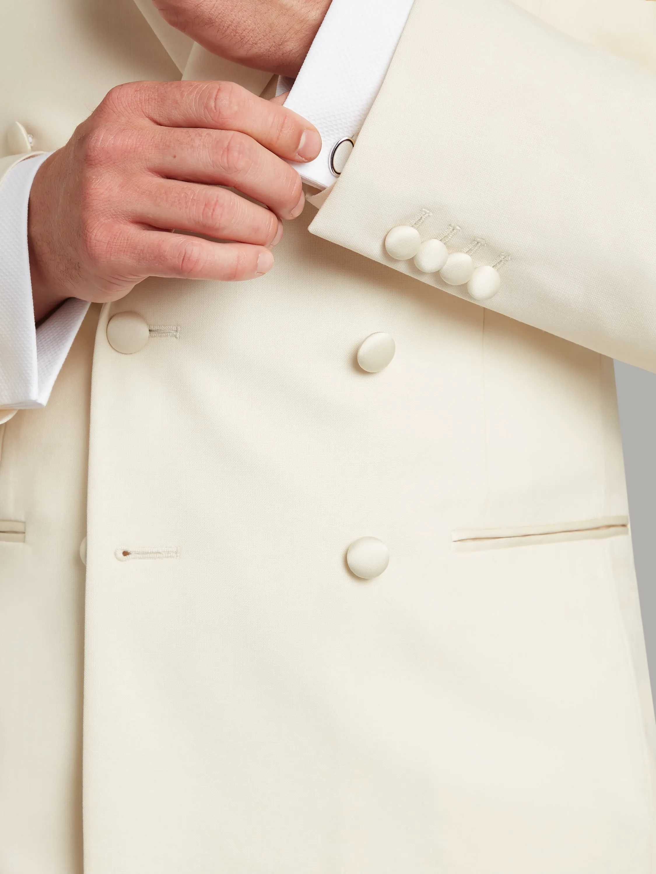 Beaufort Tuxedo Jacket - White Barathea