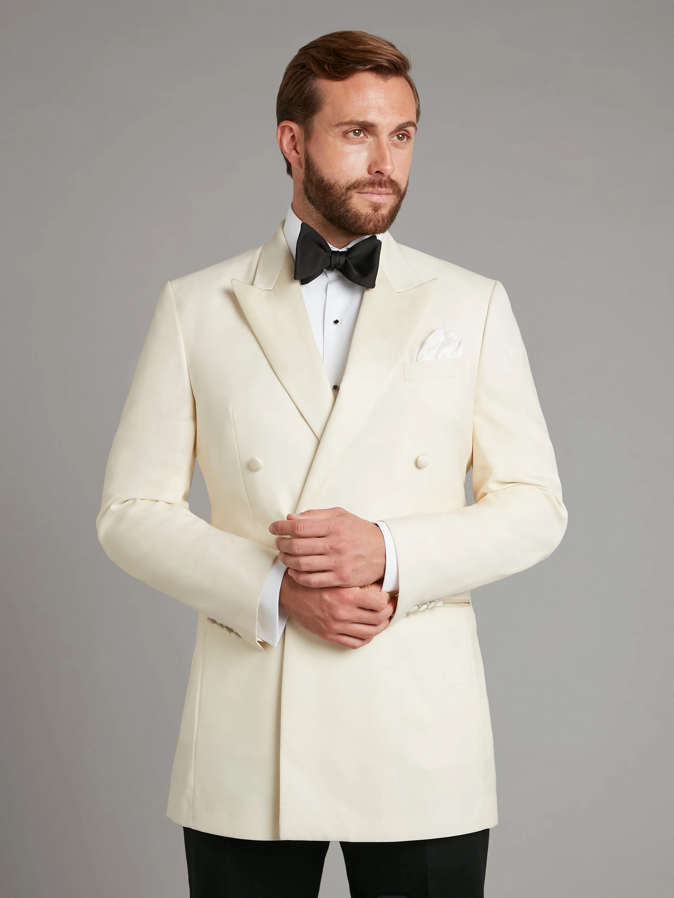 Beaufort Tuxedo Jacket - White Barathea