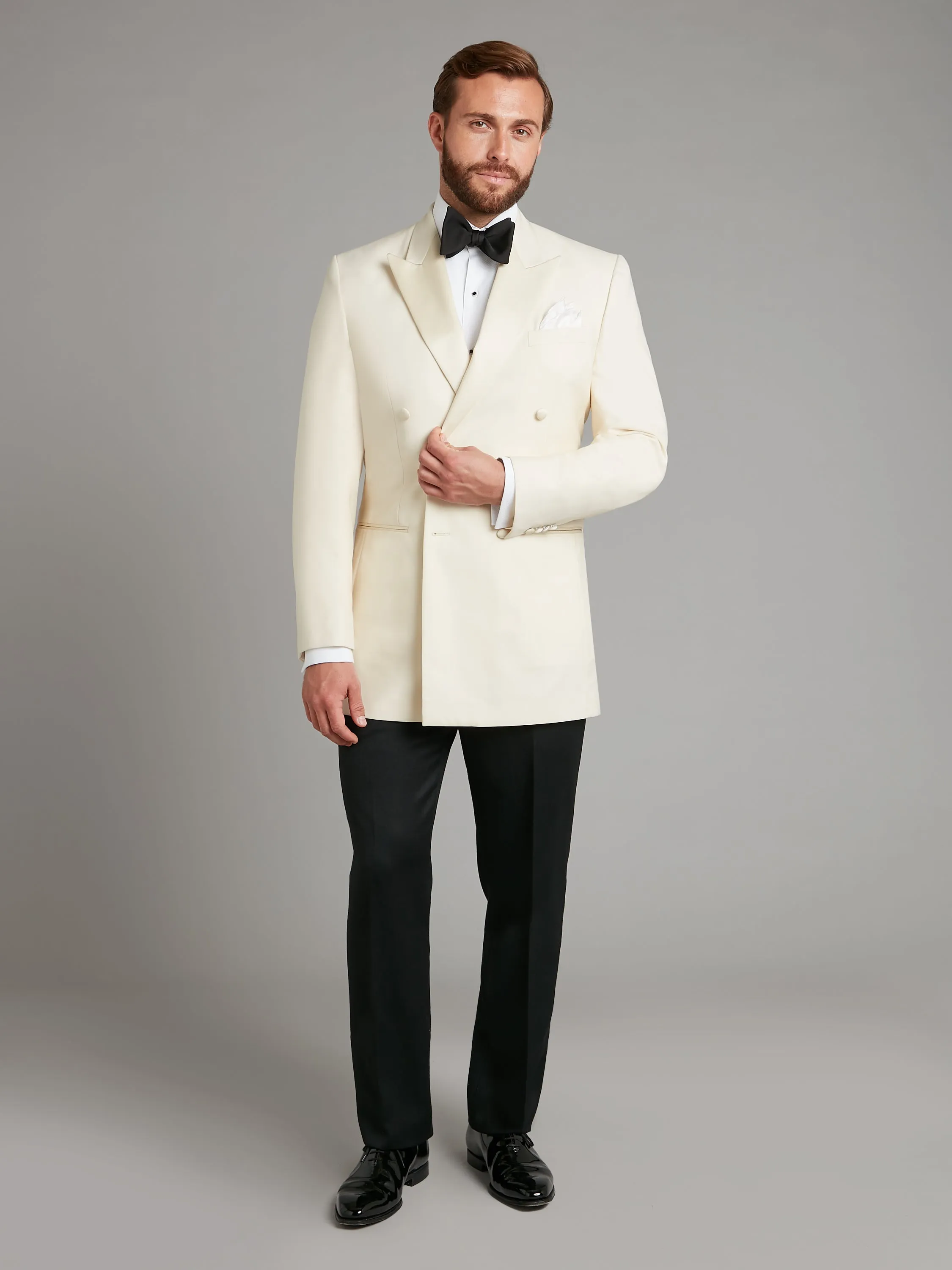 Beaufort Tuxedo Jacket - White Barathea