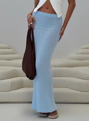 Belle Knit Maxi Skirt Baby Blue