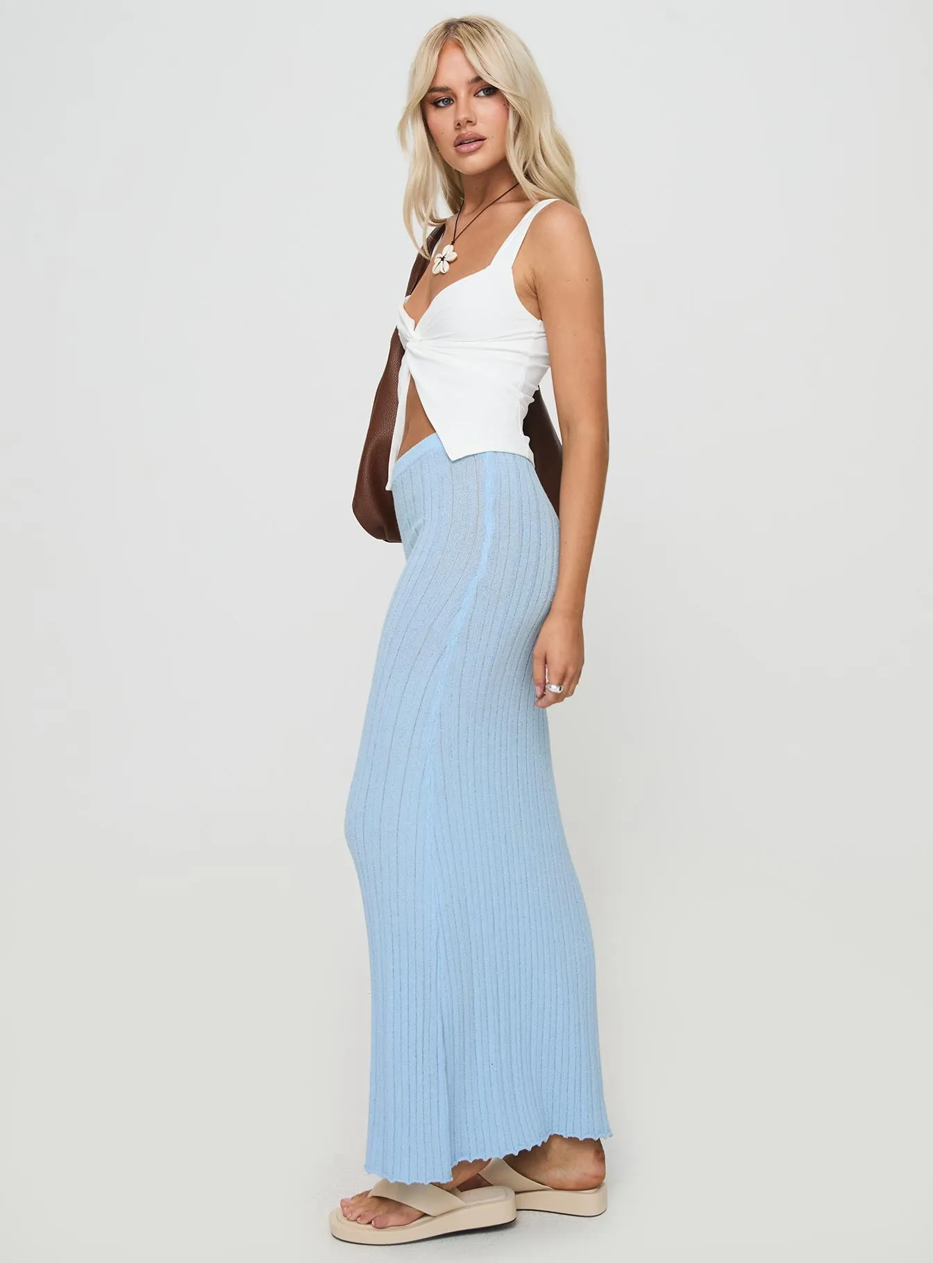 Belle Knit Maxi Skirt Baby Blue