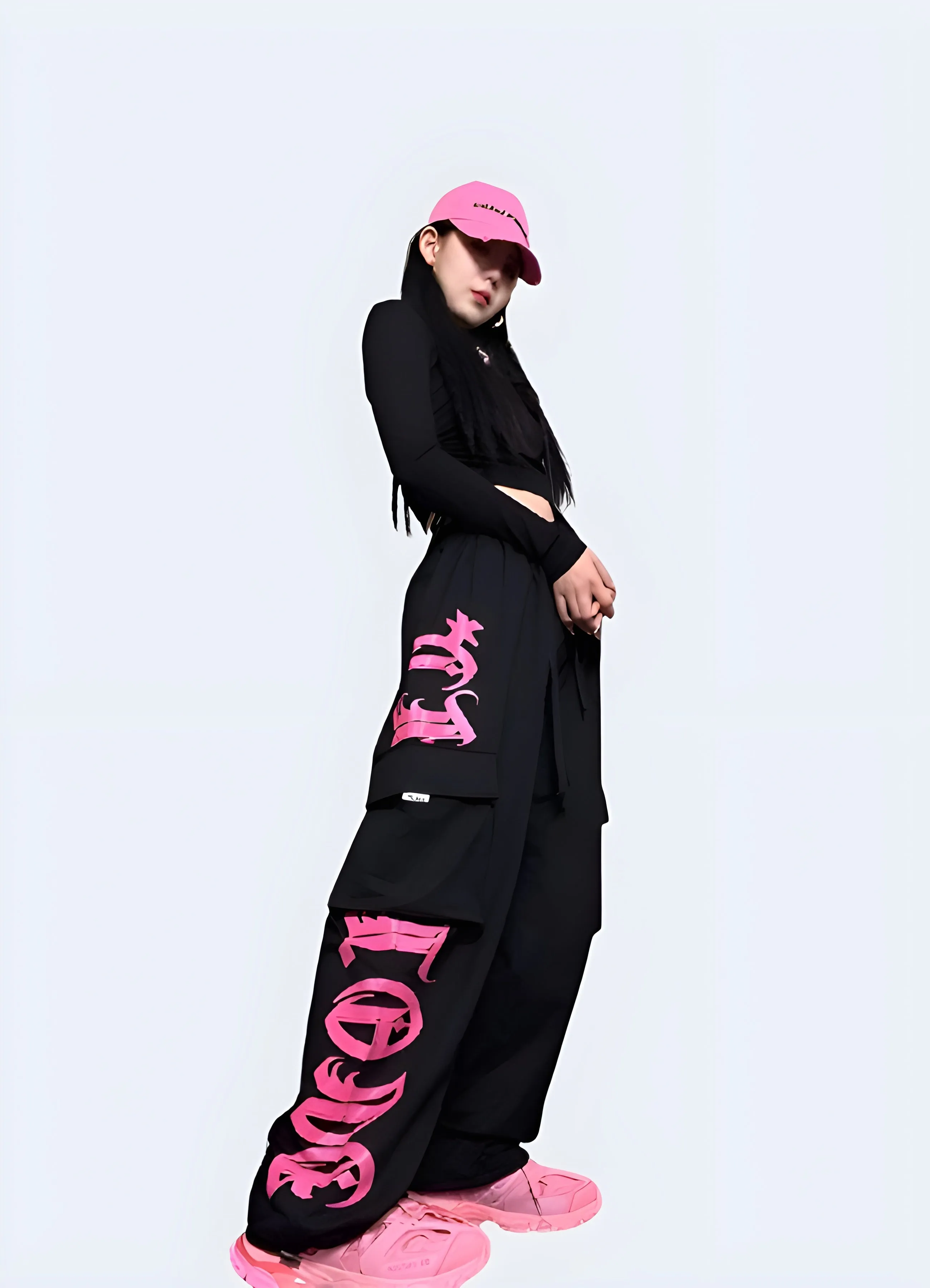 Black And Pink Cargo Pants