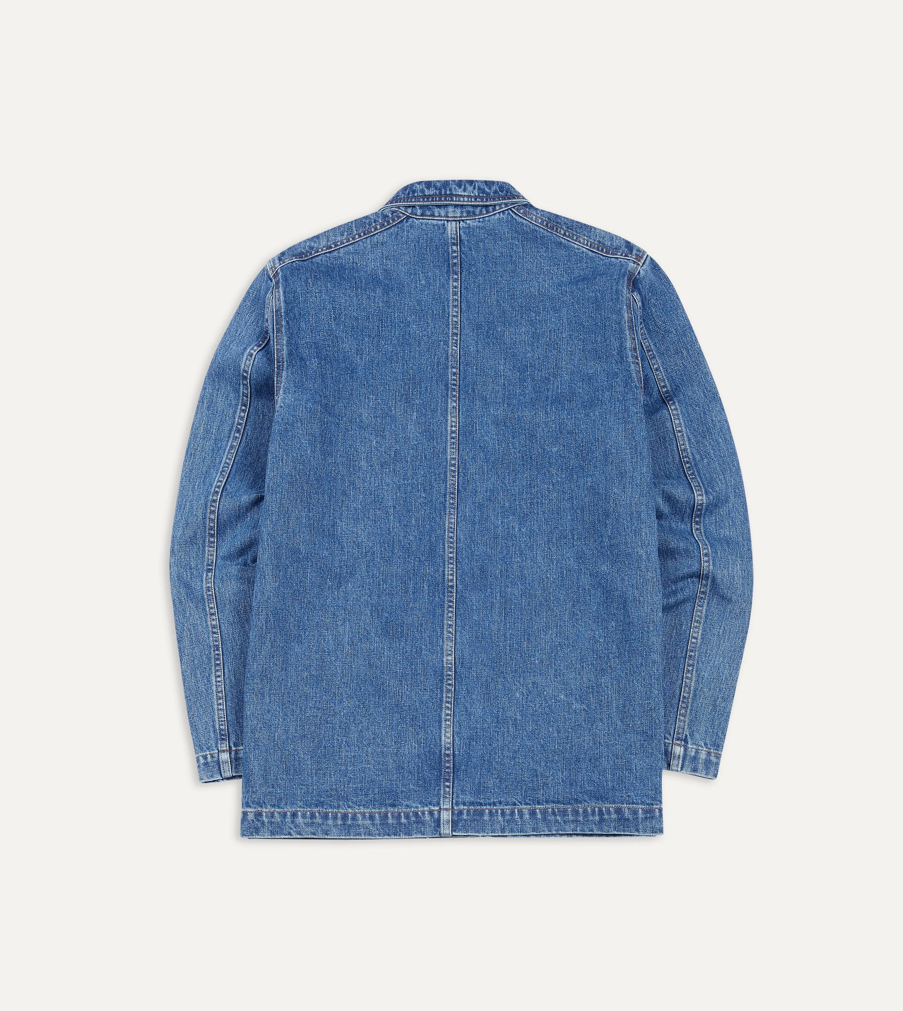 Bleach Wash Selvedge Denim Five-Pocket Chore Jacket