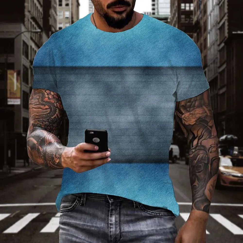 blue-black gradient shirt Casual shirt 3D special texture men Cool art costume different