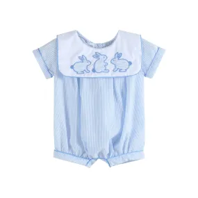 Blue Stripe Bunny Romper