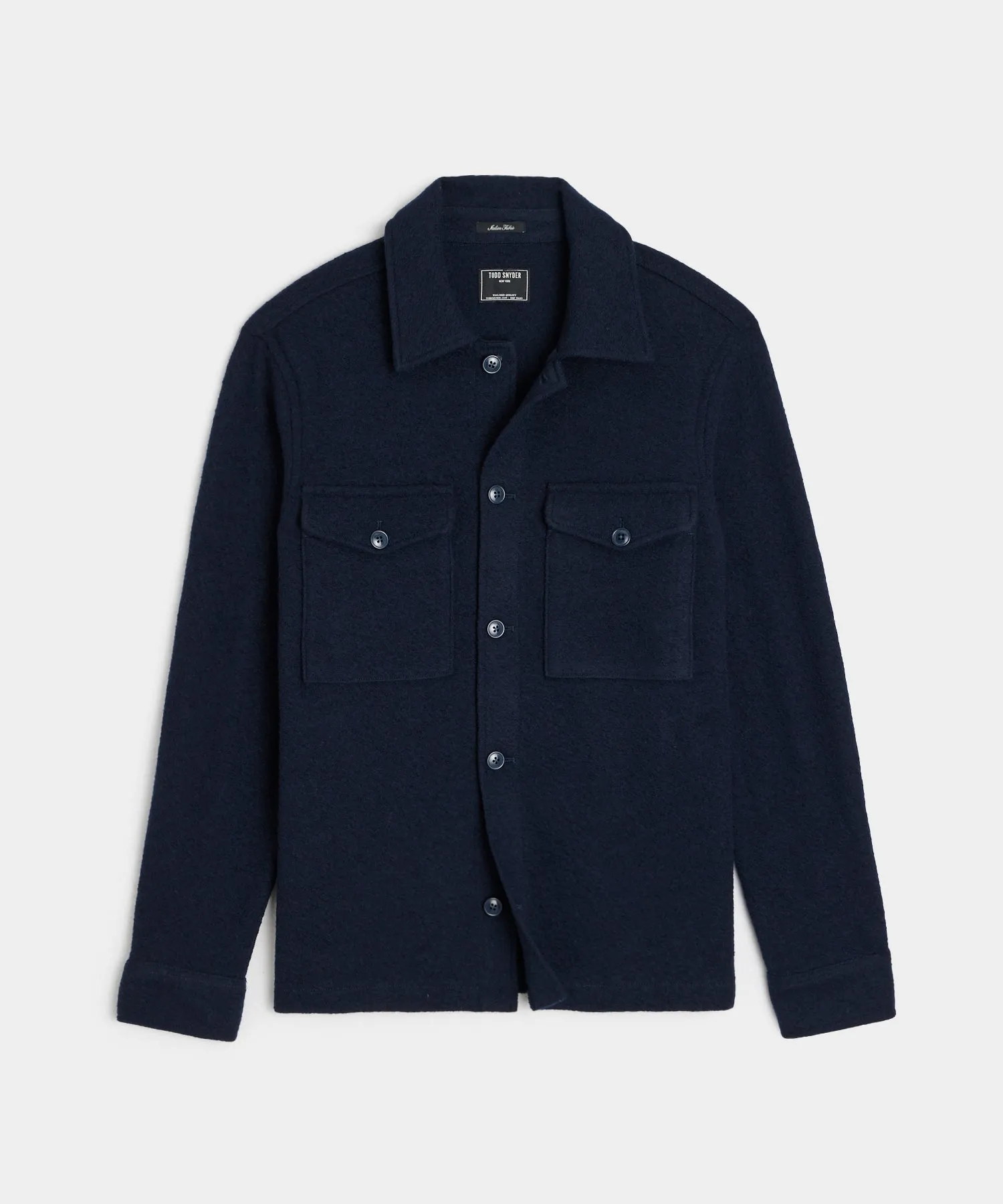 Boiled Wool CPO Shirt Jacket in Navy