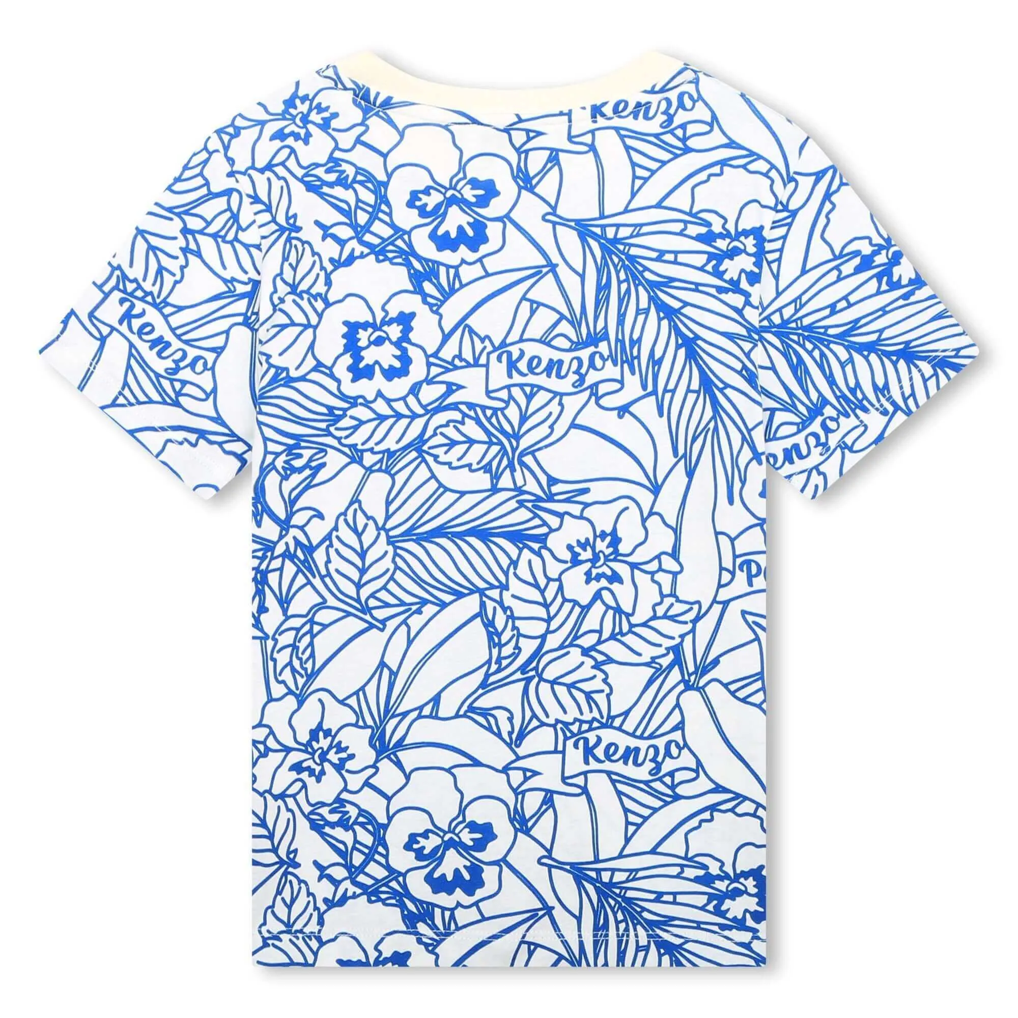 Boys Ivory & Blue Floral Print T-Shirt