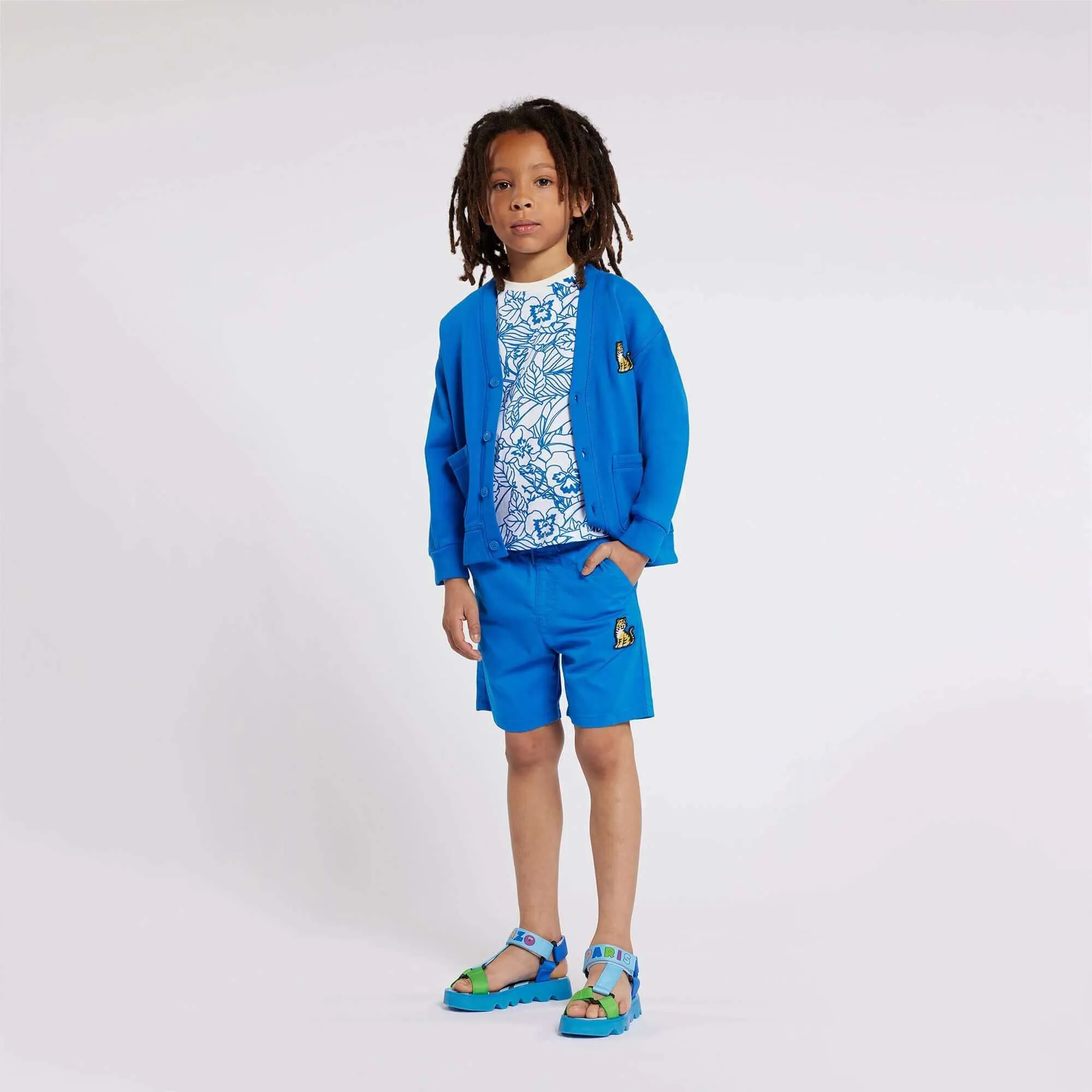 Boys Ivory & Blue Floral Print T-Shirt