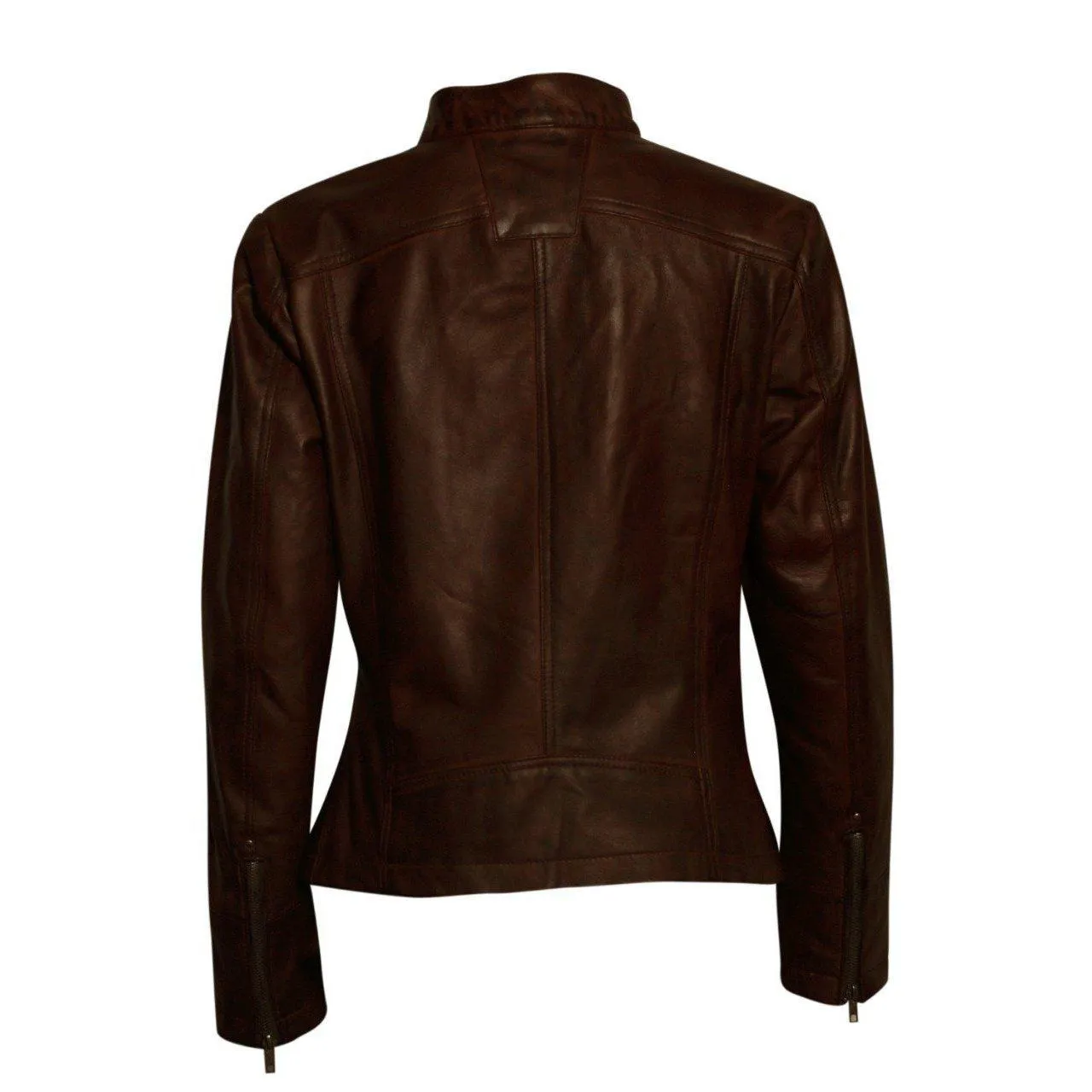 Brown Casual Leather Jacket for Women