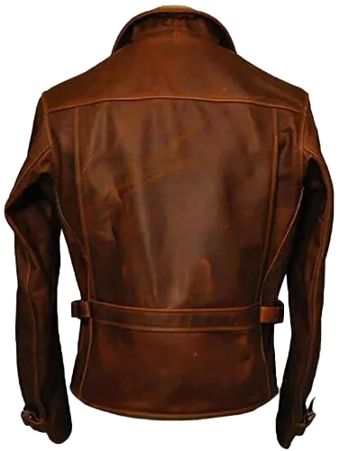 Captain America The First Avengers Distressed Brown Biker Real Leather Jacket