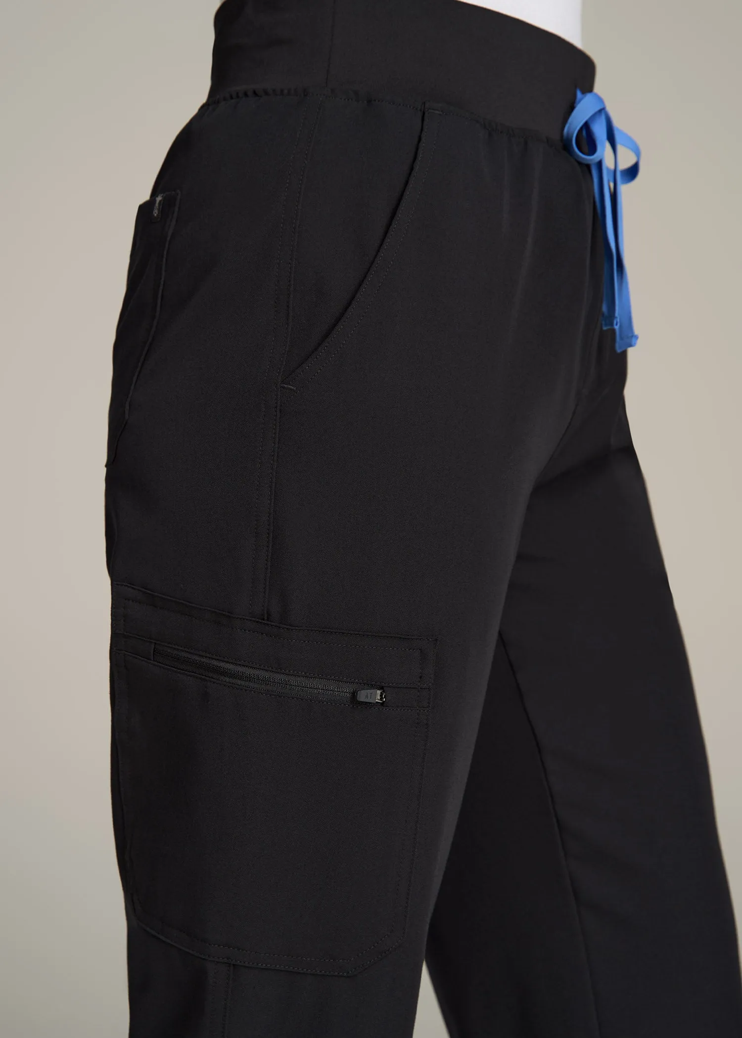 Cargo Scrub Pants for Tall Women in Black