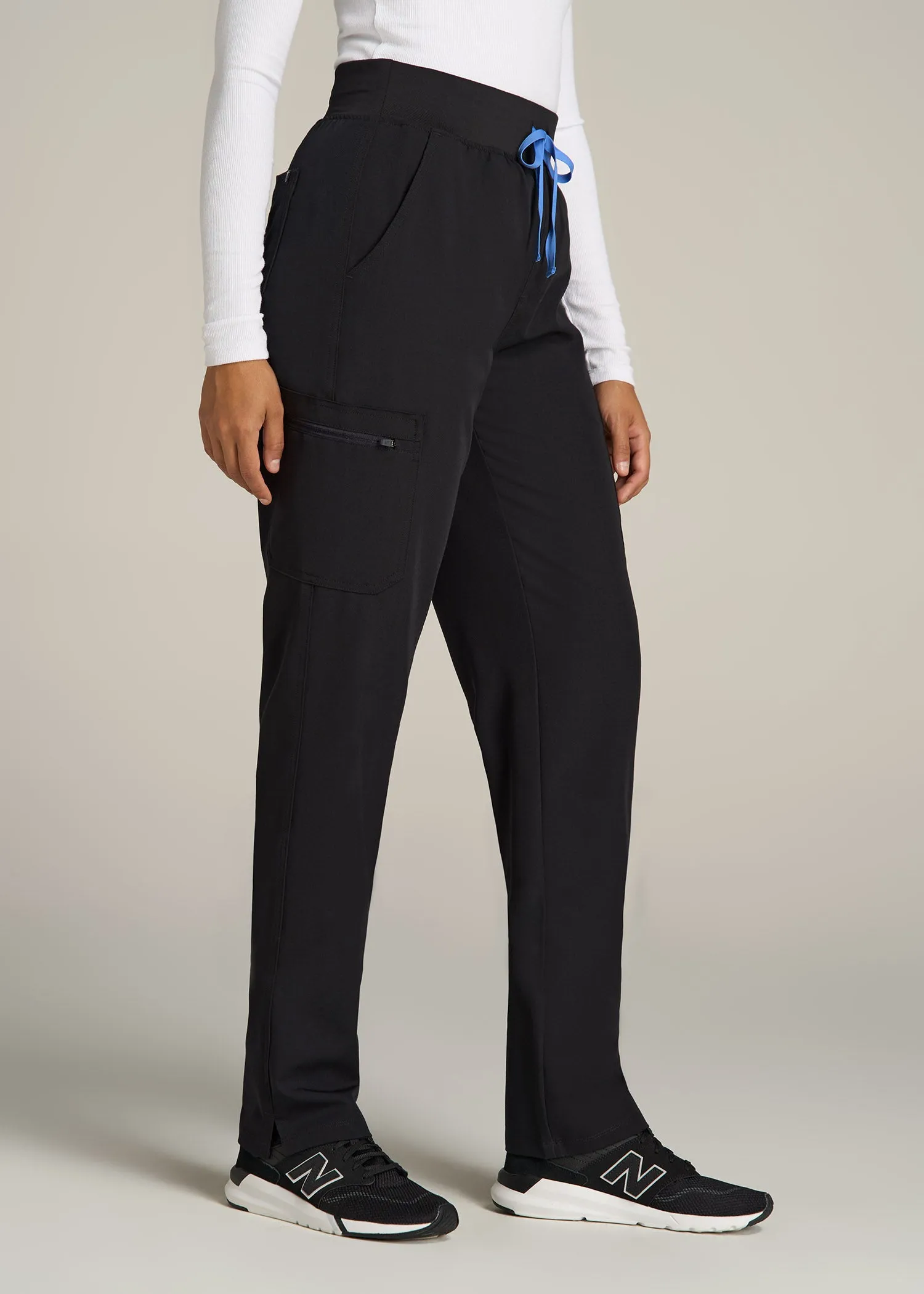 Cargo Scrub Pants for Tall Women in Black