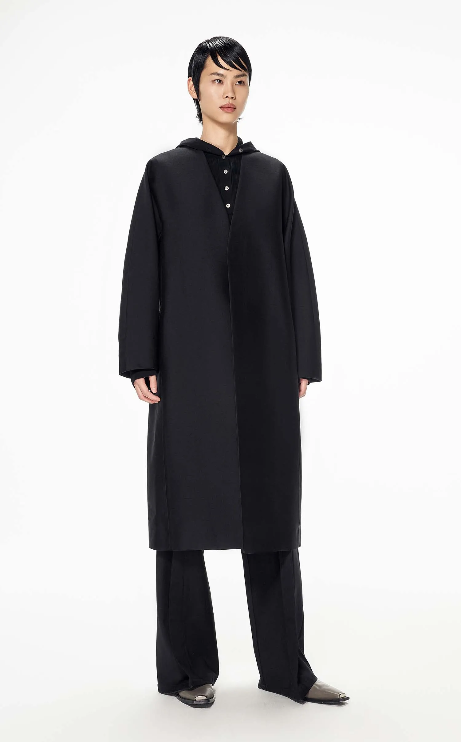 Coat / JNBY Loose Fit H-Line Long Sleeve Trench Coat