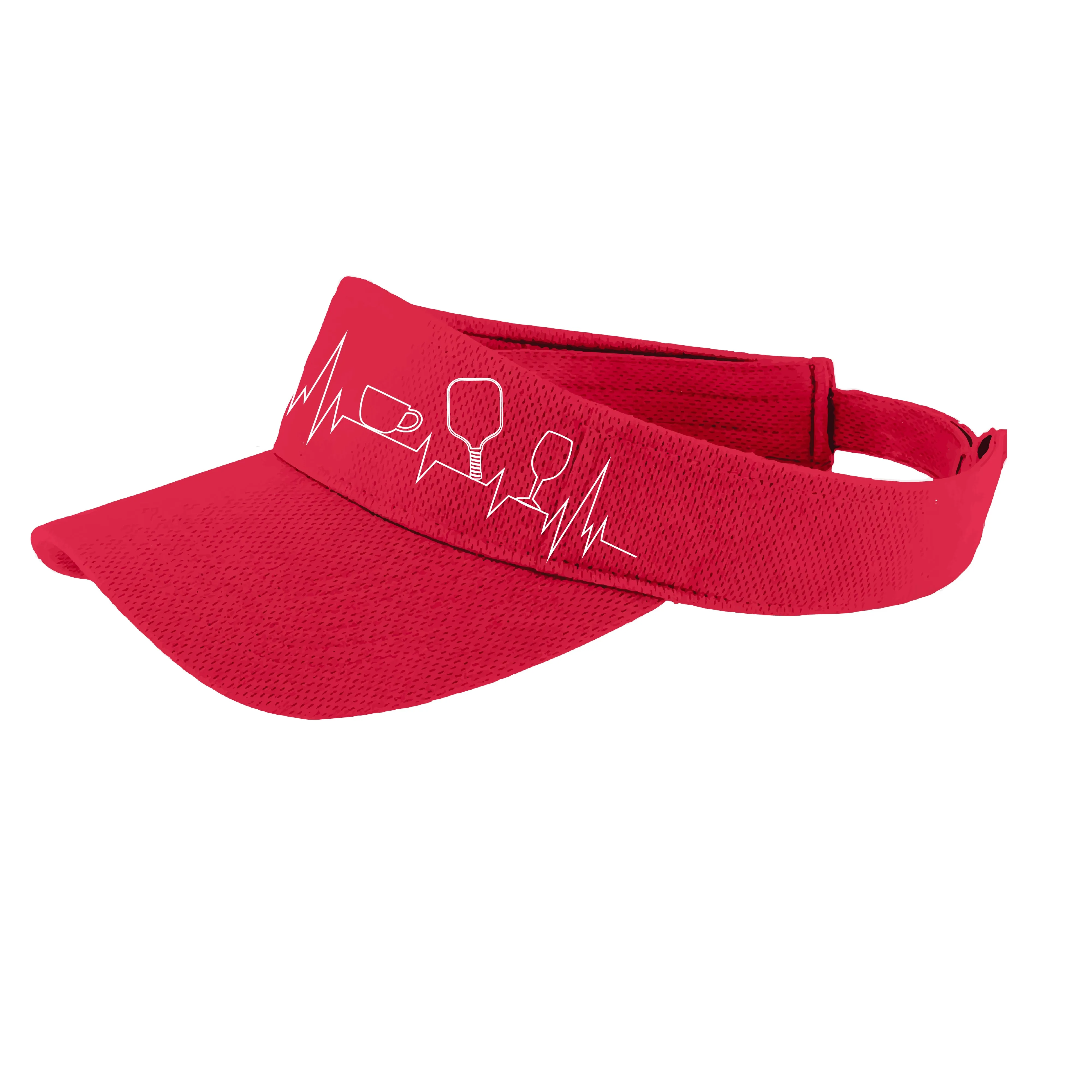 Coffee, Pickleball, Wine Heartbeat EKG | Pickleball Visors | Moisture Wicking 100% Polyester