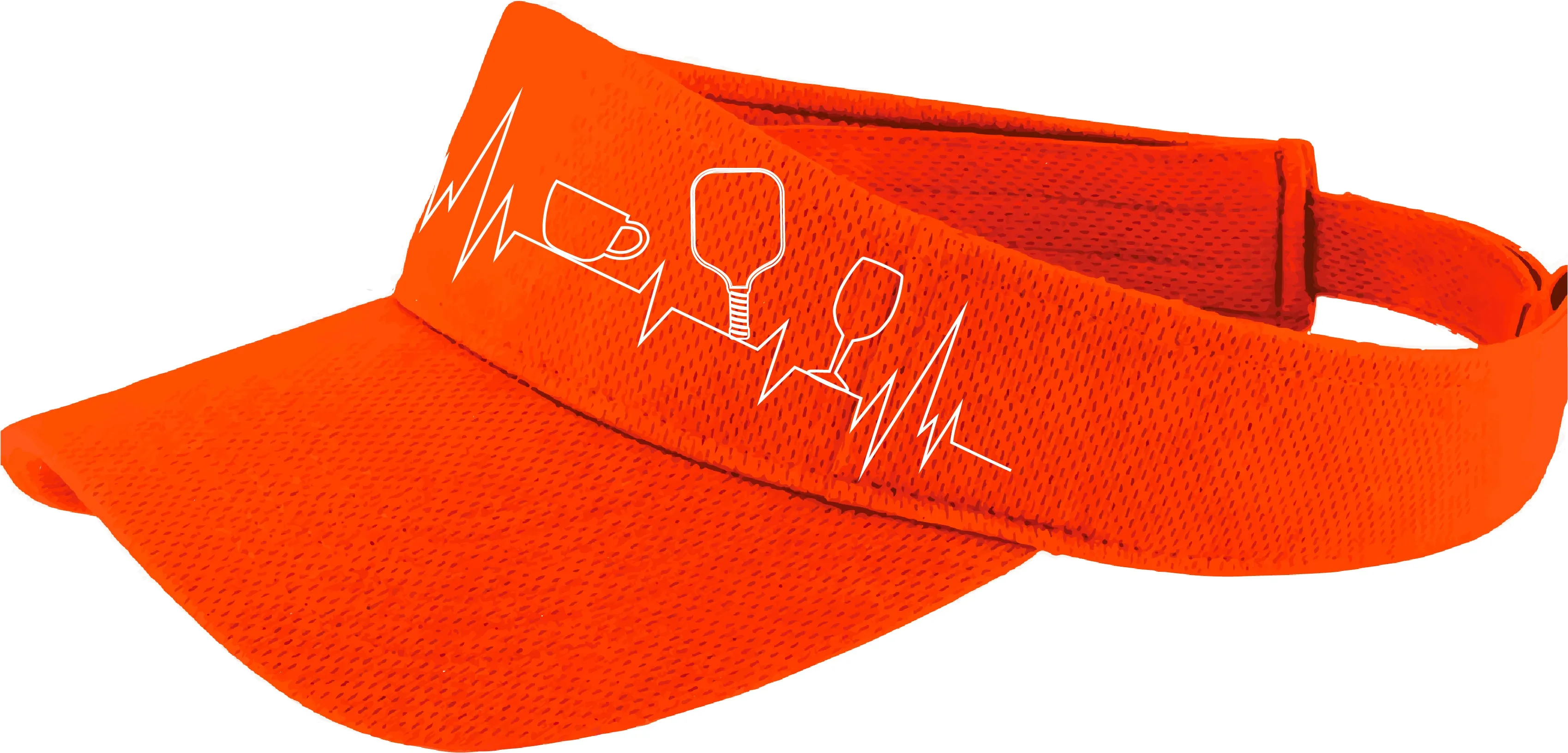 Coffee, Pickleball, Wine Heartbeat EKG | Pickleball Visors | Moisture Wicking 100% Polyester