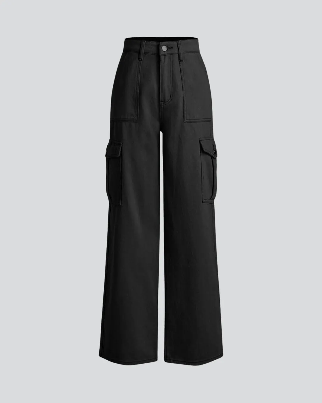 Combo : Utility Wear Double Pocket Cargo Pants In Black & In Apricot