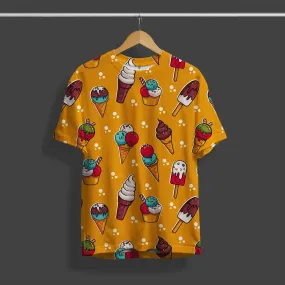 Cool Ice Cream All Over Print Round Neck T-Shirt