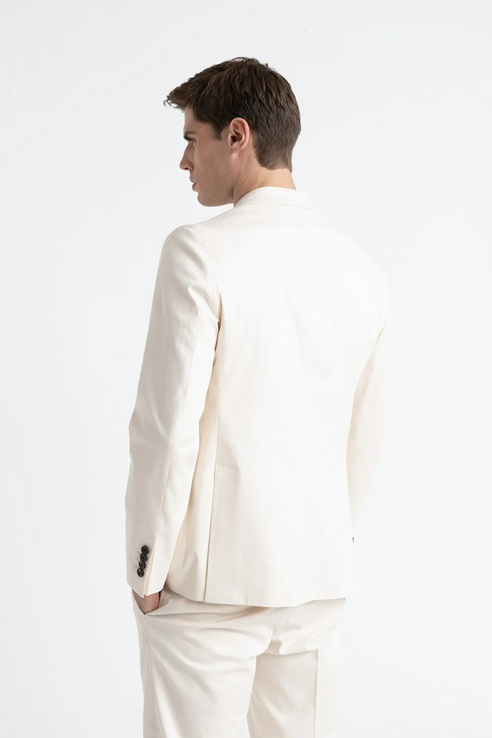 Cotton, tencel and wool single-breasted blazer