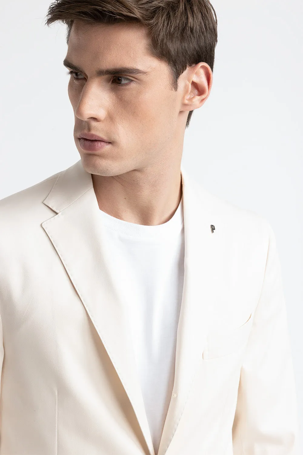 Cotton, tencel and wool single-breasted blazer