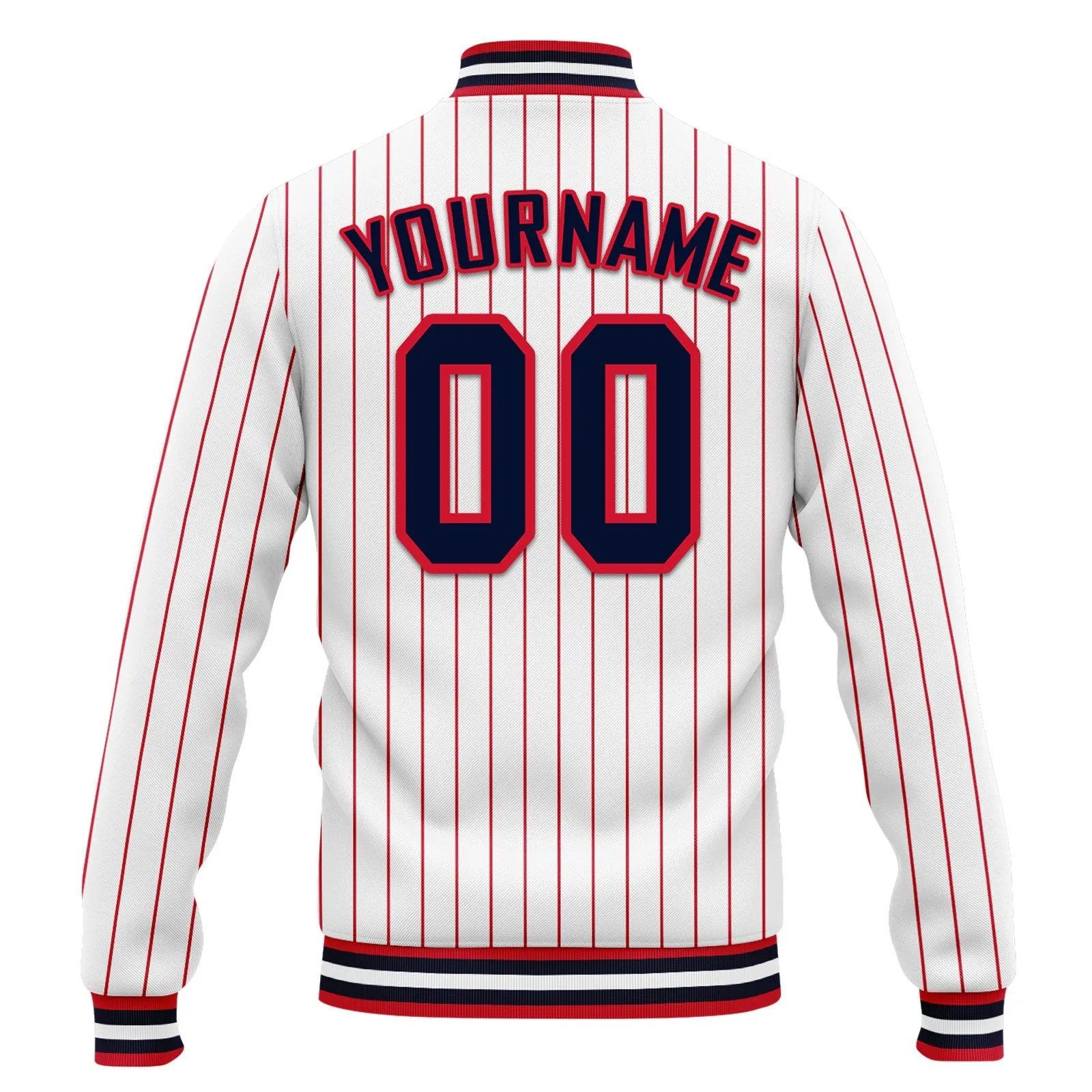 Custom Red White Stripe Fashion Jacket Bomber Full-Snap Varsity Letterman Personalized Jacket FZ005-D020219-22