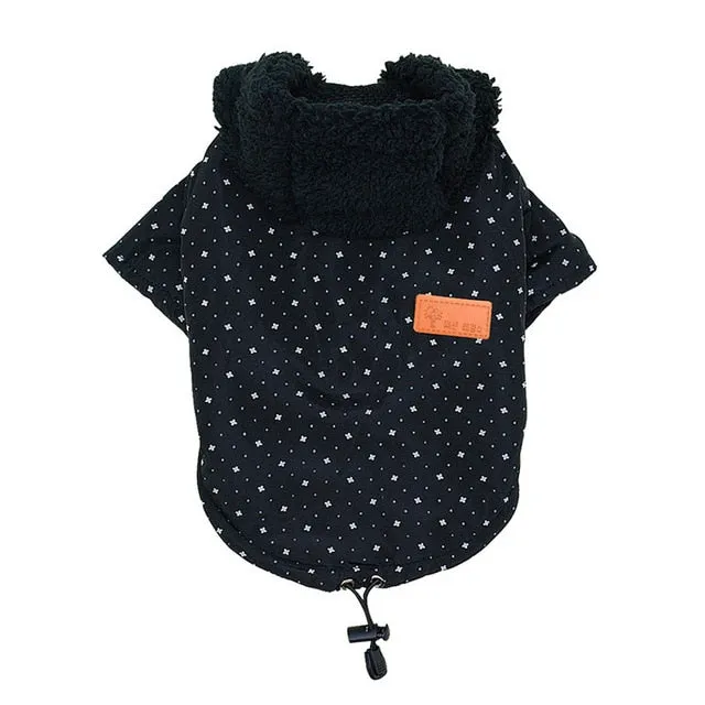 Cute Pattern Fur Colar Fashion Winter Jacket For Small Dogs