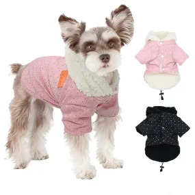 Cute Pattern Fur Colar Fashion Winter Jacket For Small Dogs