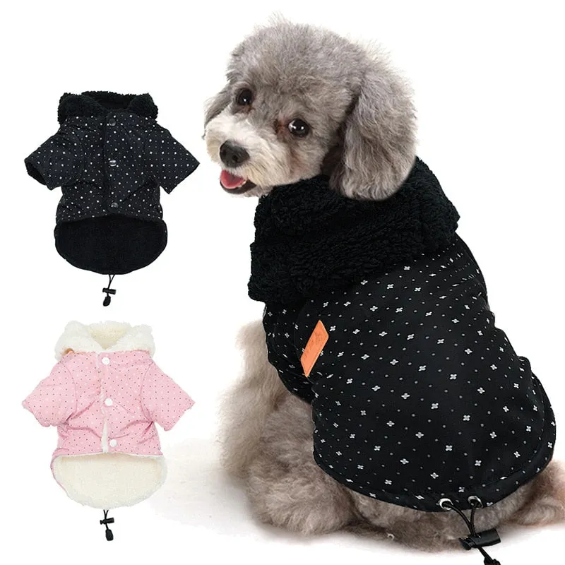 Cute Pattern Fur Colar Fashion Winter Jacket For Small Dogs