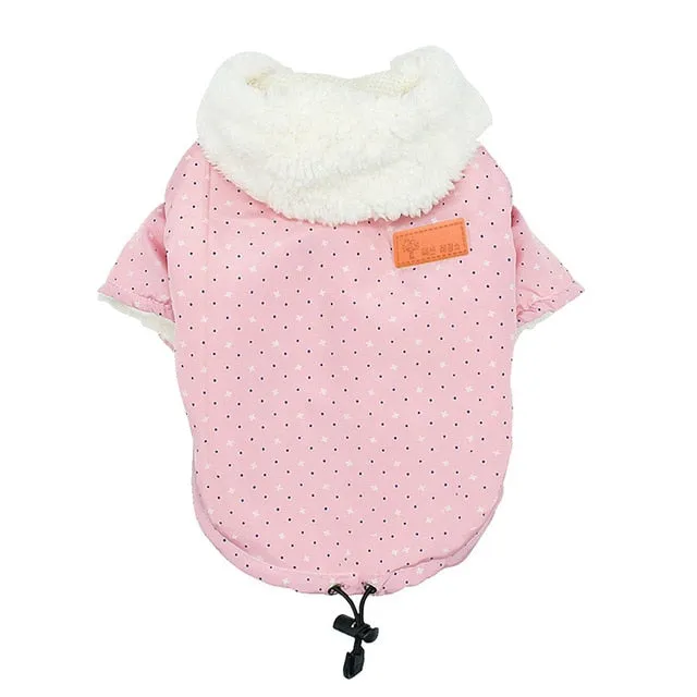 Cute Pattern Fur Colar Fashion Winter Jacket For Small Dogs