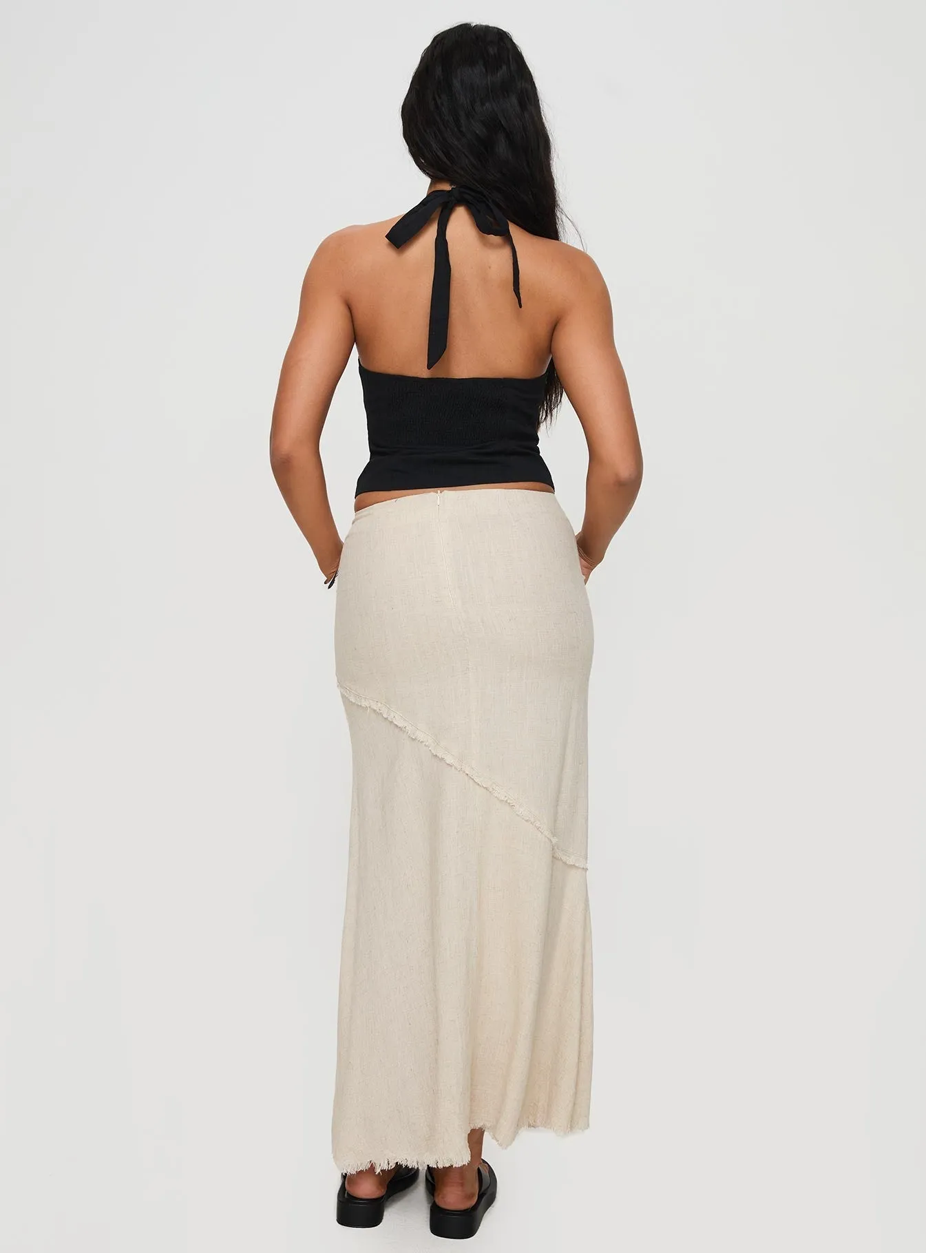 Damonica Linen Maxi Skirt Beige