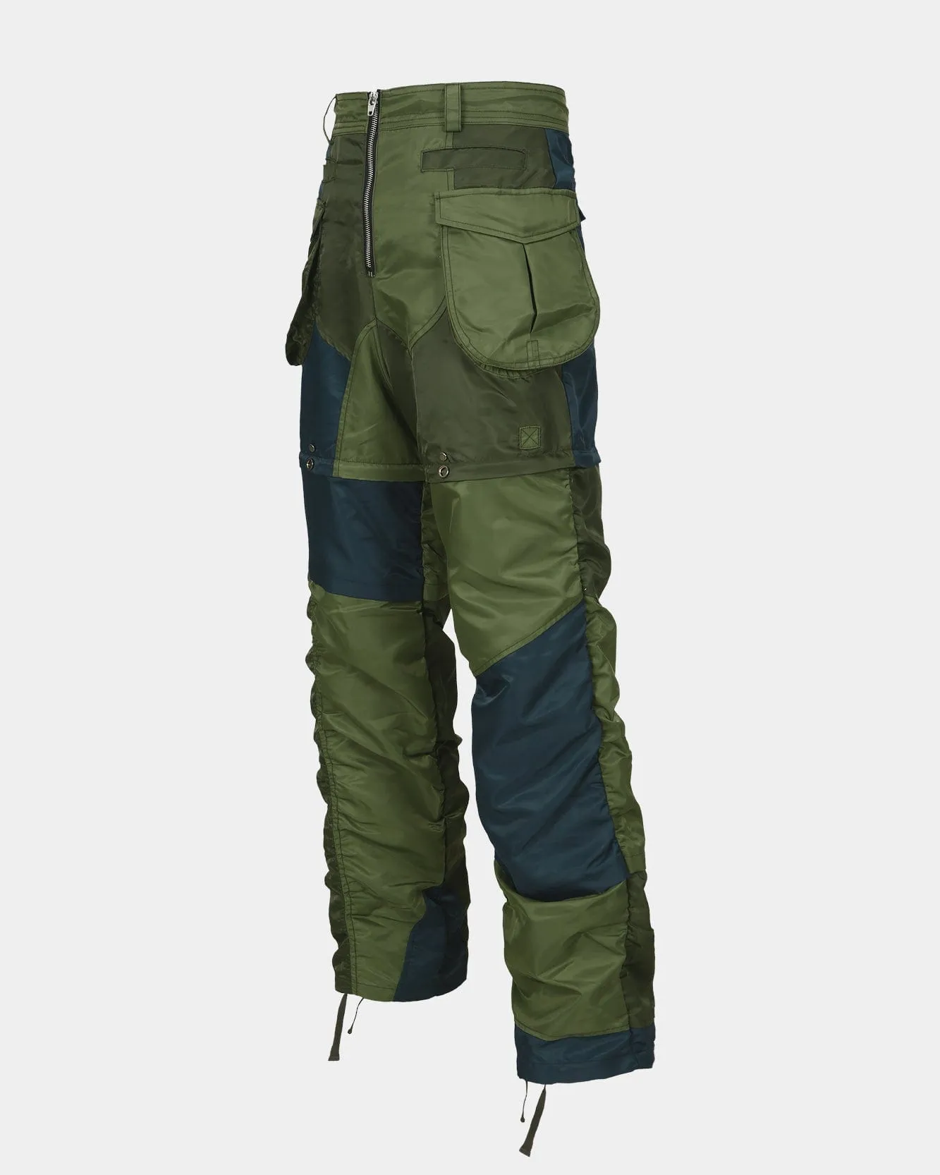 DETACHABLE PATCHWORK CARGO PANTS apa728m(KHAKI MULTI)