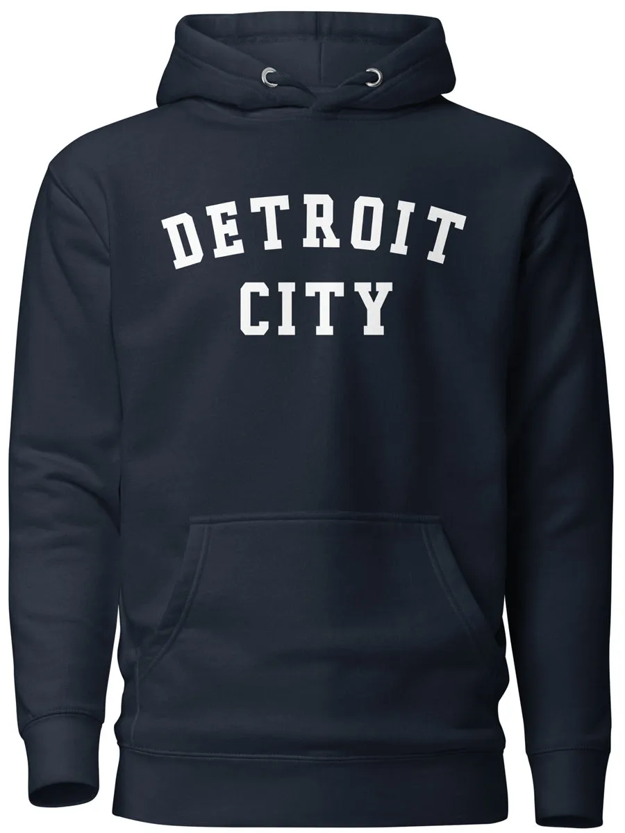 Detroit City Premium Pullover Unisex Hoodie - Navy / White