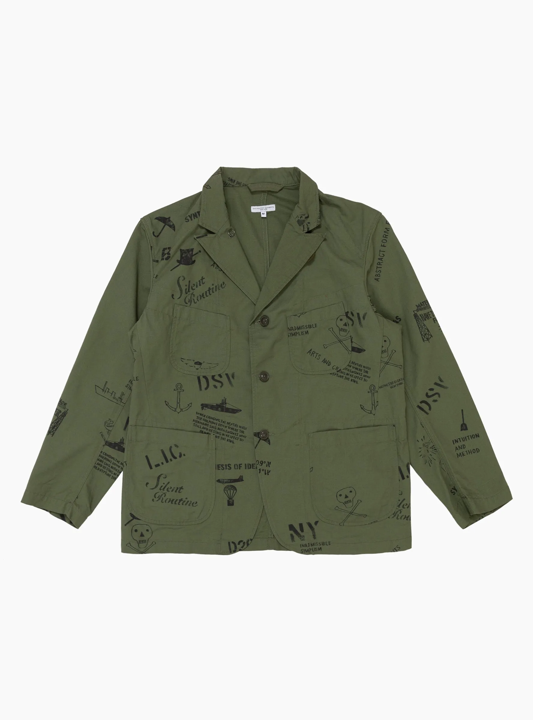 Graffiti Print Ripstop Jacket Olive