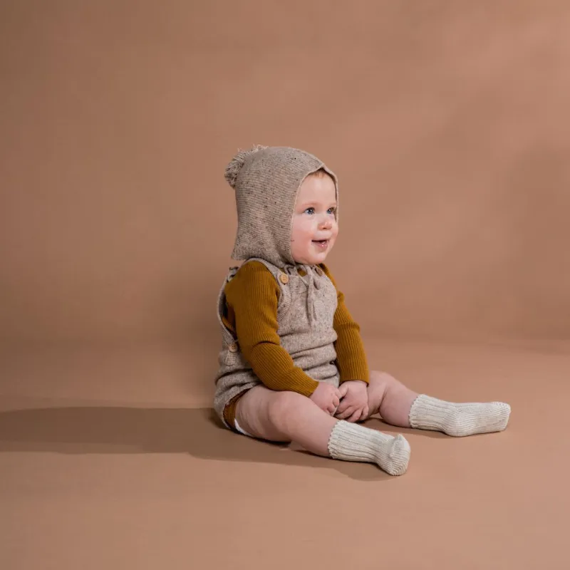 Grown Speckle Merino Romper - Stone