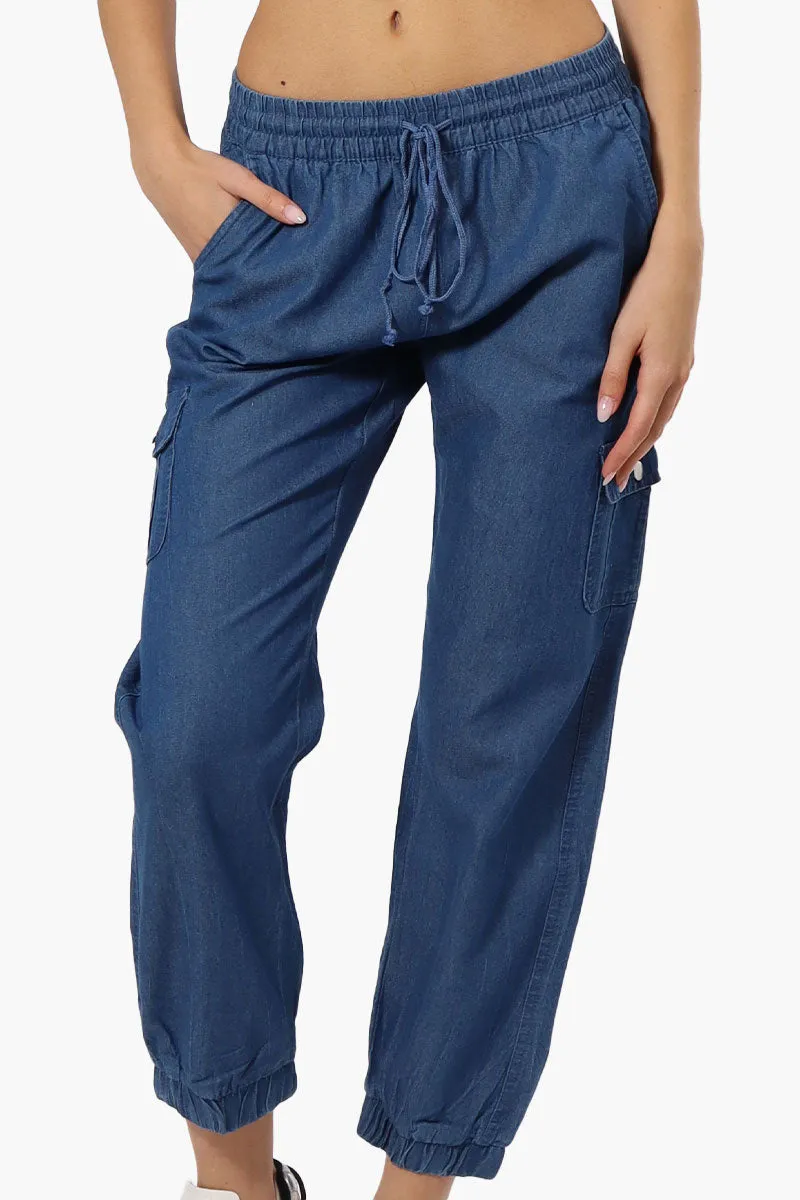 Helium Denim Cargo Jogger Pants - Blue