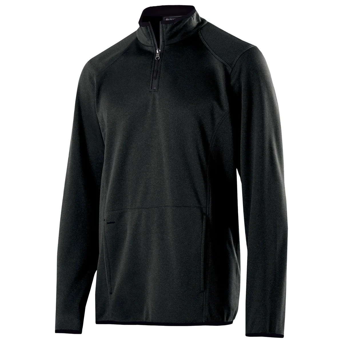 Holloway Men's Black Heather Fleece Quarter Zip Artillery Pullover