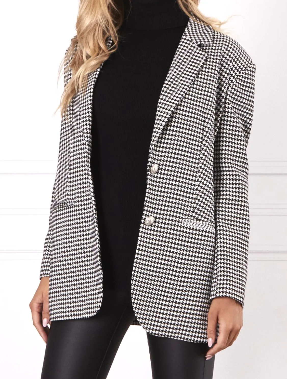 Hounstooth Blazer - Black White