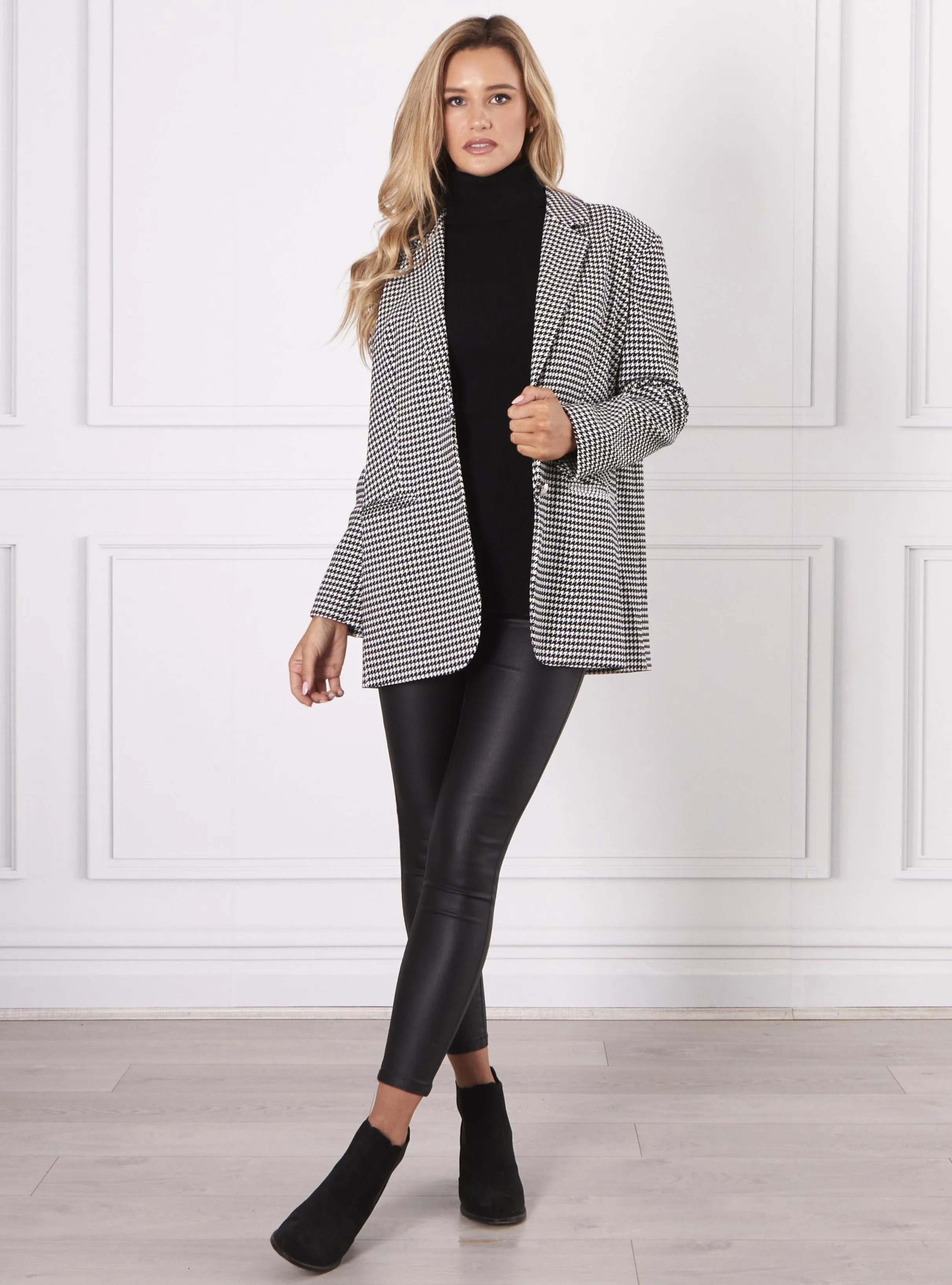 Hounstooth Blazer - Black White