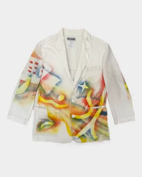 Issey Miyake White Multicolor Print Blazer 2000's