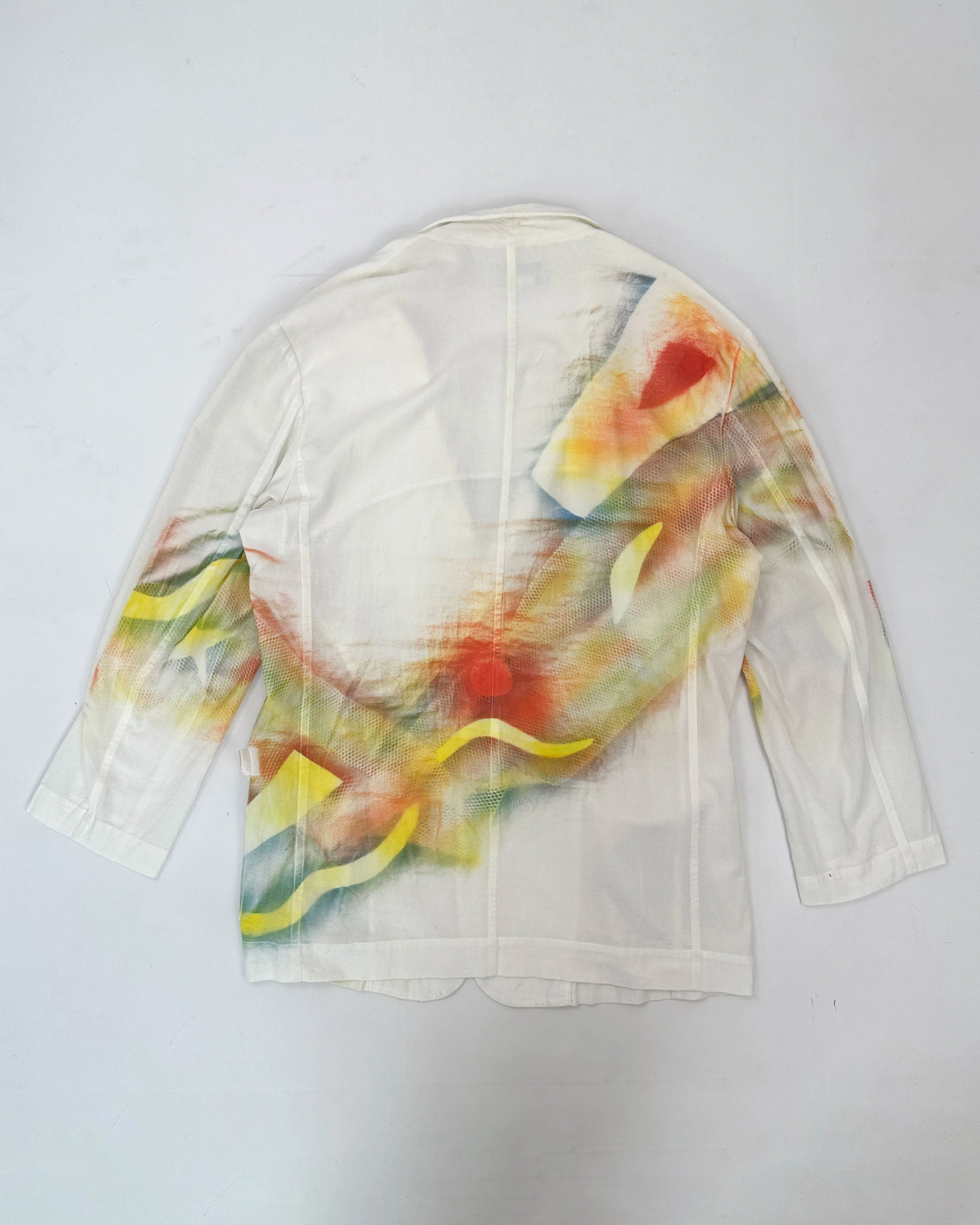 Issey Miyake White Multicolor Print Blazer 2000's