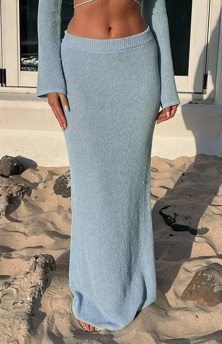 Laila Blue Knit Maxi Skirt