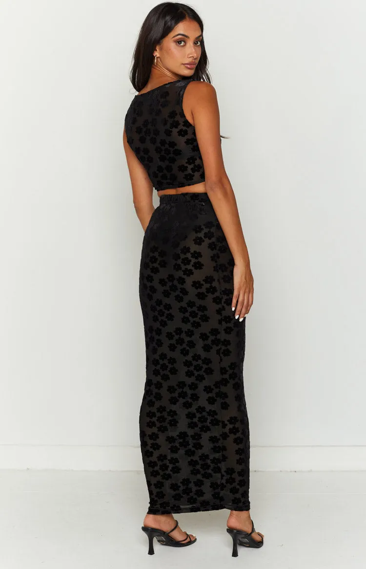 Late Night Black Maxi Skirt