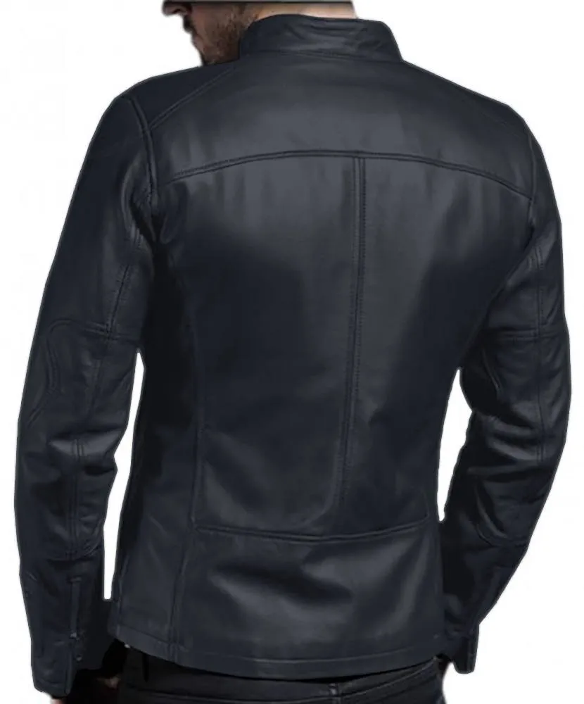 Leather Jackets Hub Mens Genuine Lambskin Leather Jacket (Black, Fencing Jacket) - 1501133