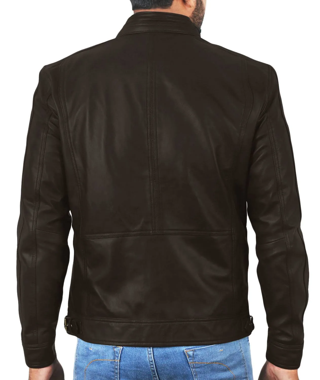 Leather Jackets Hub Mens Genuine Lambskin Leather Jacket (Black, Officer Jacket) - 1501138