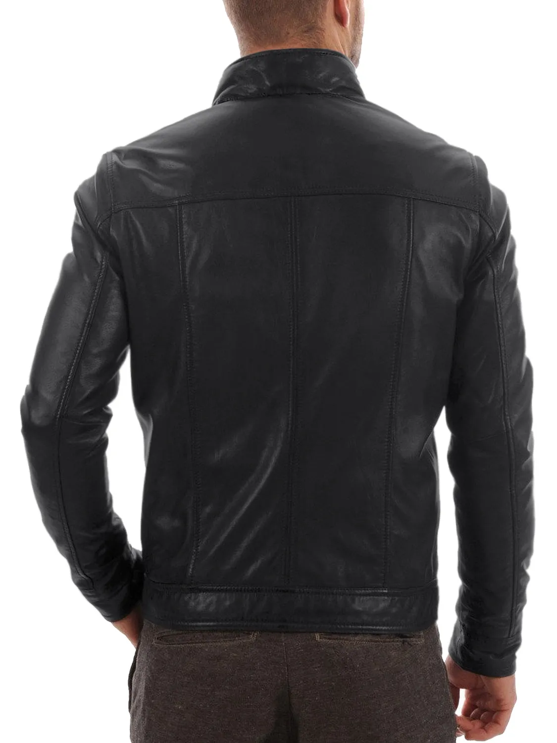 Leather Jackets Hub Mens Genuine Lambskin Leather Jacket (Black, Regal Jacket) - 1501483