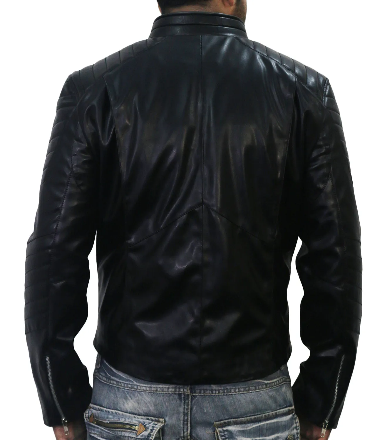 Leather Jackets Hub Mens Synthetic Leather Jacket (Black, Fencing Jacket) - 1701011