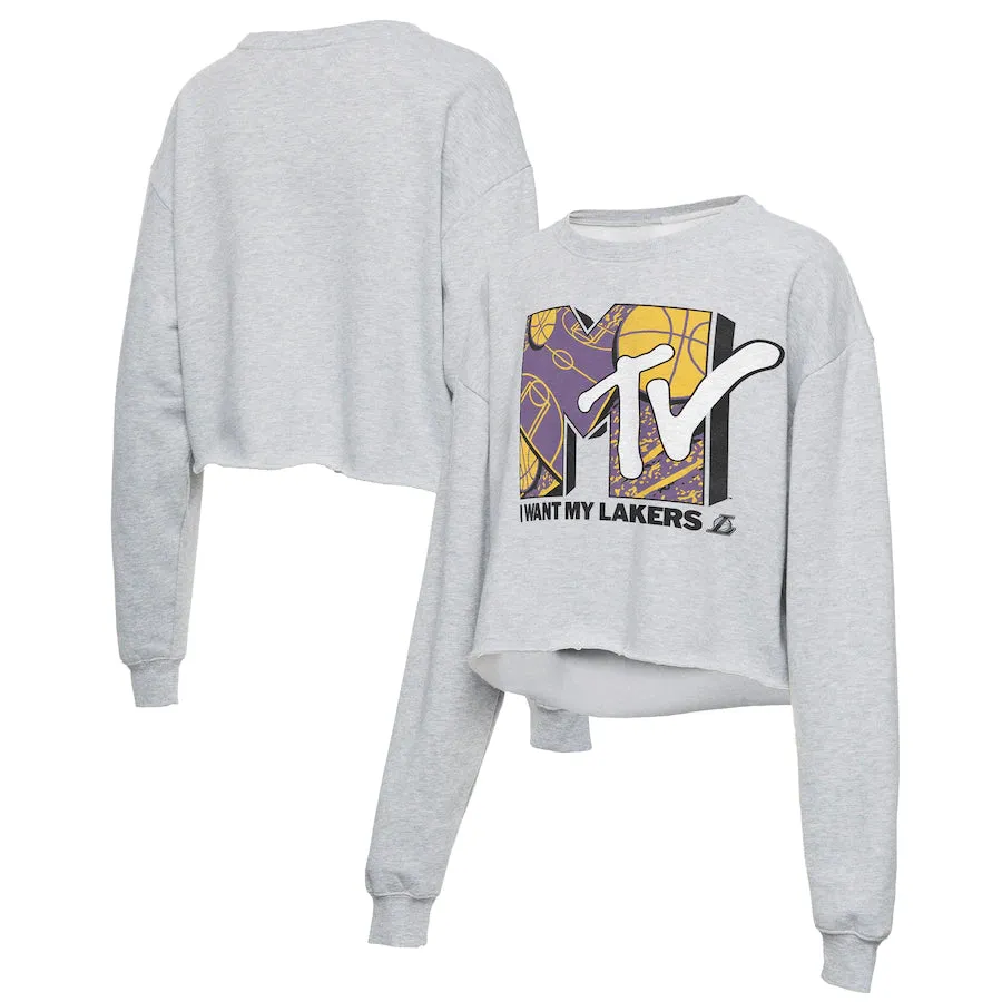 Los Angeles Lakers Women's MTV I Want My Cropped Fleece Pullover Sweatshirt